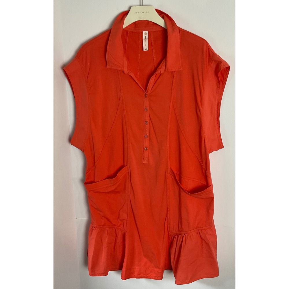 Daily Practice Anthropologie Orange Sleeveless Ruffle Pocket Mini Dress Large